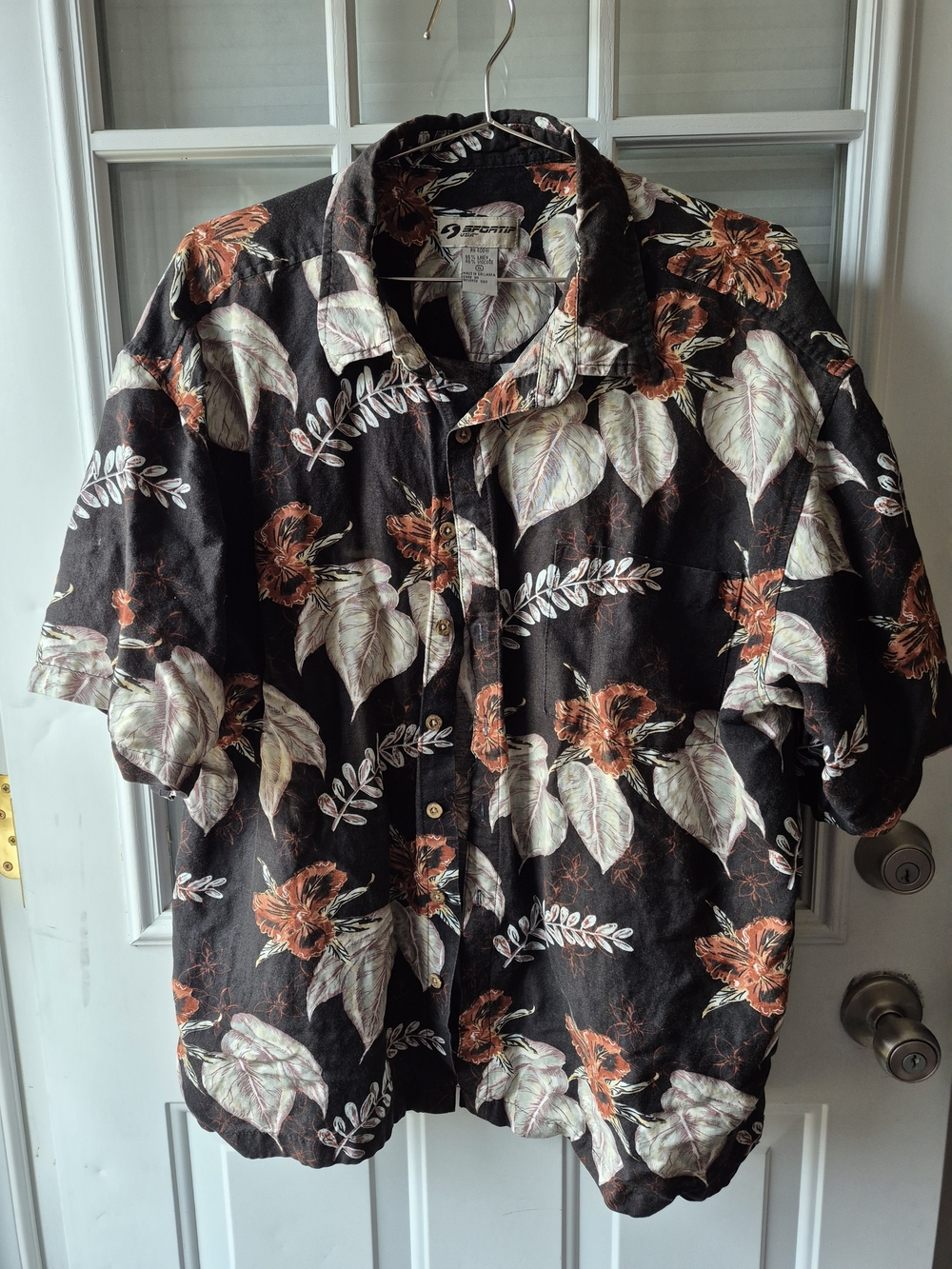 Sportif Brown Floral Linen Short-Sleeve Button-Up Shirt